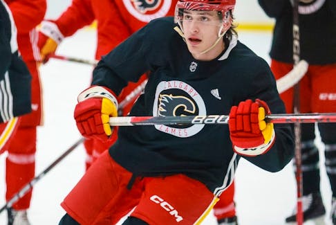 Forward Etienne Morin takes part in the 2023 Calgary Flames Prospects Training Camp at WinSport in Calgary on Thursday, September 14, 2023. 
Gavin Young/Postmedia