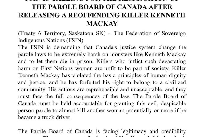  Sept. 6 statement issued by the Federation of Sovereign Indigenous Nations.