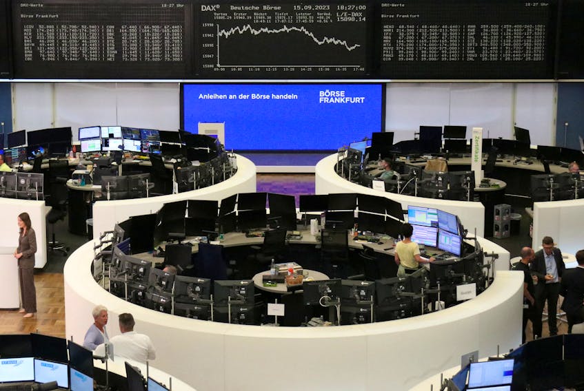 (Reuters) - European shares opened slightly weaker on Monday after sharp gains last week, as investors braced for a week packed with central bank meetings including rate decisions from Norway, Sweden,