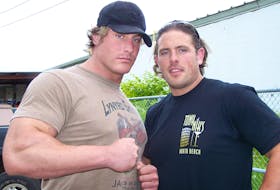 Former WWE superstar René Duprée and brother Jeff Duprée outside the old Berwick Arena in 2008. They are the sons of the late Emile Duprée, a legendary Maritime wrestler and promoter who passed away on Sept. 17. FILE PHOTO