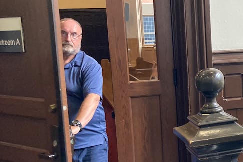 Dave Odrowski, 60, of Whites Lake leaves provincial court after his sentencing hearing for sexually assaulting a waitress at a Halifax bar in April 2022 by touching her genital area over her clothing. The Crown asked for two years' probation while the defence argued for a conditional discharge. The judge will give her decision in early October.