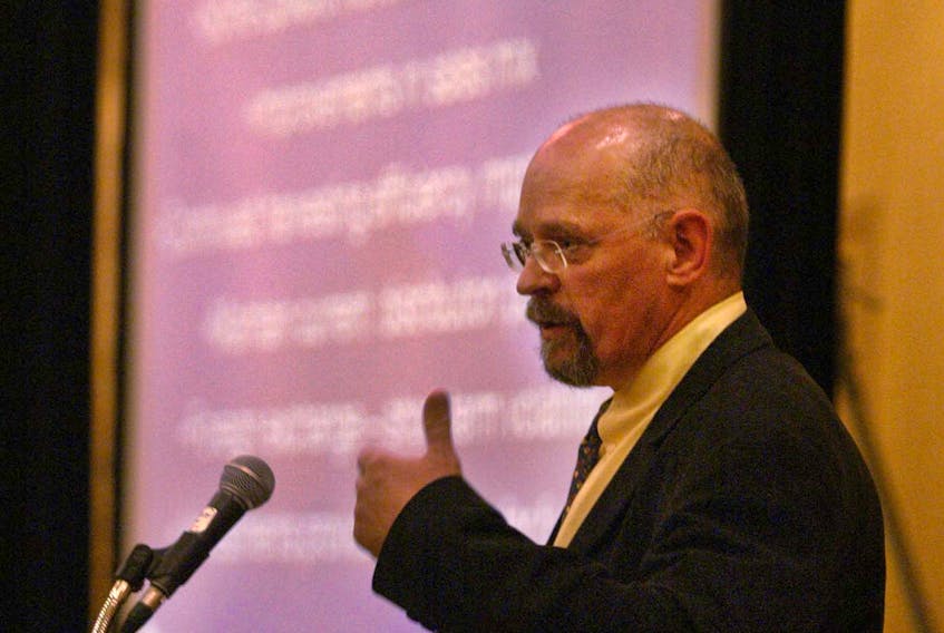 FOR STEVE PROCTOR STORY:
Colin MacDonald of Clearwater, gestures while speaking about the his company's outlook, Wednesday.

Photo by Tim Krochak