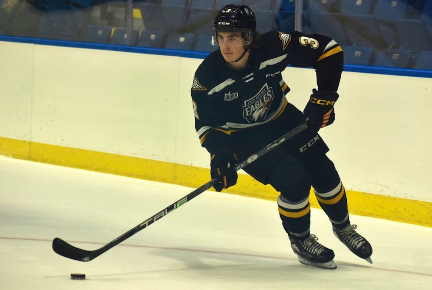 Tomas Lavoie is entering his second season with the Cape Breton Eagles. The 2022 first overall pick used the 2022-23 season to gain experience in the league and has returned to Sydney stronger and motivated to continue his development on the blueline. JEREMY FRASER/CAPE BRETON POST