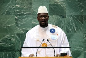 DAKAR (Reuters) - Guinea's military leader Mamady Doumbouya told the U.N. General Assembly on Thursday that the Western model of democracy does not work for Africa, as evidenced by a recent wave of
