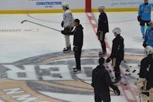 Charlottetown Islanders general manager and head coach Jim Hulton explains a drill during practice on Sept. 20. The Islanders open the 2023-24 Quebec Major Junior Hockey League regular season on the road against the Halifax Mooseheads on Sept. 22. The teams close out a home-and-home series in the islanders’ home opener at Eastlink Centre in Charlottetown on Sept. 23 at 7 p.m. Jason Simmonds • The Guardian