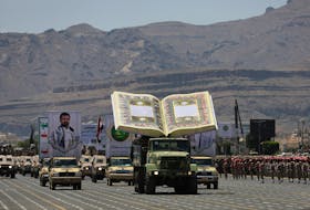 By Abdulrahman Al-Ansi SANAA (Reuters) - Yemen's Houthi movement displayed ballistic missiles and armed drones in a massive military parade in Sanaa on Thursday, a message to their foes in a Saudi-led