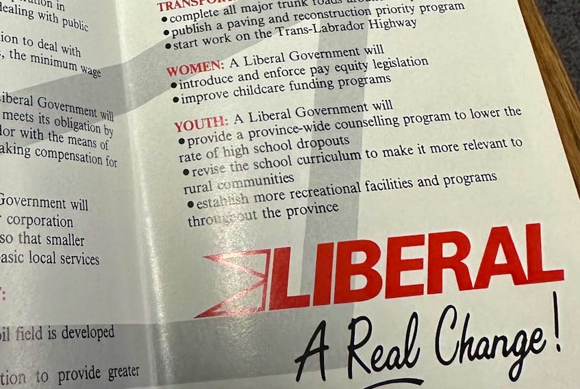 A Liberal campaign brochure from the 1989 general election. -Juanita Mercer/SaltWire