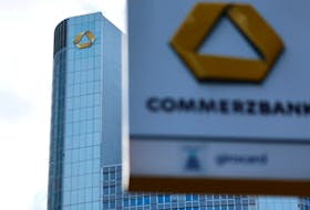 FRANKFURT (Reuters) - Shares of Commerzbank were down 3.4% late on Friday after a German newspaper reported details of the lender's new strategy plans to be announced in November. The board of