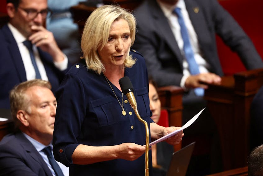 PARIS (Reuters) - Paris public prosecutor's office said on Friday that far-right leader Marine Le Pen and 24 others should stand trial over alleged misuse of EU funds. (Reporting by Juliette Jabkhiro,