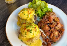 There are usually a few different options for Eggs Benedict at Terre for breakfast, like this one with fresh lobster. - GABBY PEYTON