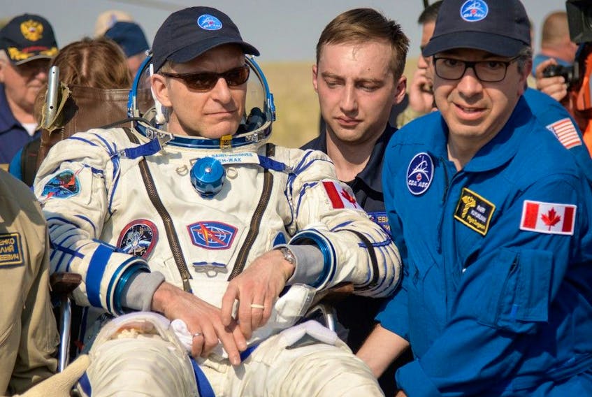 David Saint-Jacques and Raffi Kuyumjian during the astronaut’s return to Earth in 2019 after 204 days aboard the International Space Station.