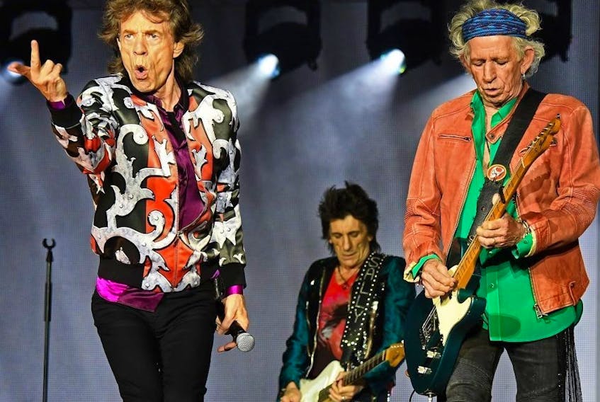  Mick Jagger, Ronnie Wood and Keith Richards of The Rolling Stones perform at The Velodrome Stadium in Marseille on June 26, 2018, as part of their ‘No Filter’ tour. (BORIS HORVAT/AFP/Getty Images)