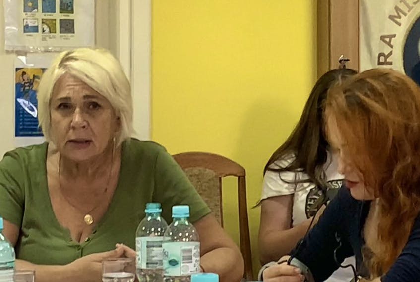 Valentina Polishak was a headmaster for four small village schools in Ukraine before the war. She says she is desperate to return home so her family can be together.