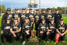 The 3 Cheers Pub Miller Lite are the 2023 John Gorman Memorial Senior Men's Fastpitch Provincial tournament champions after defeating the NTV Hitmen 8-7 in the final held on Sept. 23 at Lion’s Park in St. John’s. Members of the team, in no particular order, are Phillip Corbett, Daniel Dalton, Austin Dawe, Kyle Dwyer, Austin Earle, Jason Hill, Doug Marshall, Tony Meade, Blair Pittman, Linden Power, Logan Power, Matt Power, Colin Walsh, coach Loyola Power (Coach) and sponsor Junior Bruce. Contributed photo