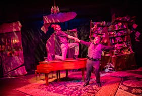 Scott Pietrangelo (right) and Jackson Sieb (left) are the dynamic duo that perform Murder for Two at Neptune Theatre. PHOTO CREDIT: stoometzphoto