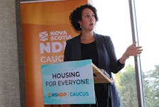 Nova Scotia NDP Leader Claudia Chender says her party is committed to building thousands of new affordable and accessible units of housing by reinvesting in non-market housing, including publicly owned, co-operative and non-profit housing models during a news conference Monday at the Holiday Inn - Sydney Waterfront. IAN NATHANSON/CAPE BRETON POST