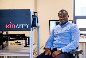 Michael Babalola is working to enhance the lives of stroke and brain injury victims using the KINARM system. His goal is to touch people's lives. (Memorial University of Newfoundland)