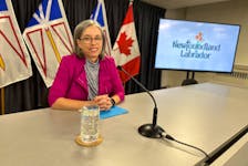 Chief Medical Officer of Health Dr. Janice Fitzgerald speaks with reporters at the Confederation Building on Tuesday, Sept. 26, about the provincial government’s fall vaccination plan for influenza and COVID-19. Juanita Mercer • SaltWire