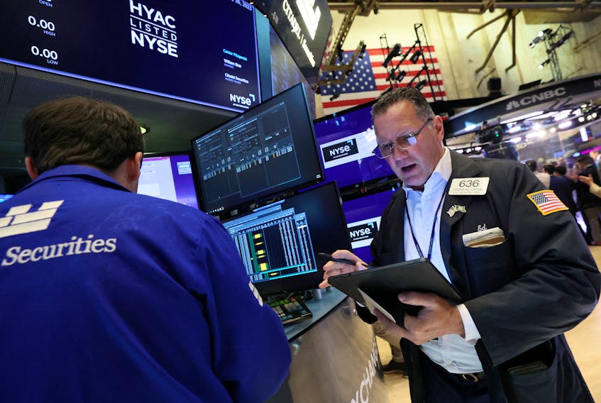 (Reuters) - U.S. stock index futures declined on Tuesday as investors continued to grapple with fears of a prolonged restrictive monetary policy by the Federal Reserve and its impact on the economy.