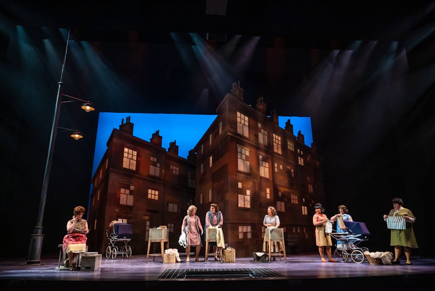 A scene from "Maggie" the musical, which is based on the life of country singer Johnny Reid's grandmother. From left are Nicola-Dawn Brook as Betty, Jamie McRoberts as Sadie, Dharma Bizier as Maggie, Michelle Bardach as Jean, and ensemble members Clea McCaffrey, Kaitlyn Post  and Alyssa LeClair. CONTRIBUTED/DAHLIA KATZ PHOTOGRAPHY