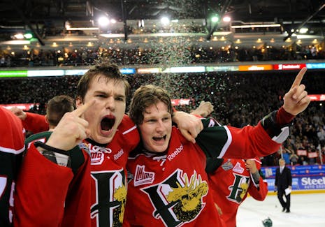 Mooseheads work out the nerves in front of Nathan MacKinnon in