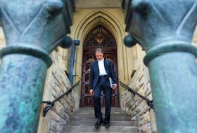 Anthony Rota leaves the Speakers entrance of West Block after announcing his resignation as Speaker of House of Commons on Parliament Hill in Ottawa on Tuesday, Sept. 26, 2023. 