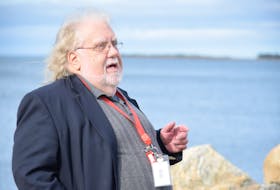 Renowned Nova Scotia UFO researcher Chris Styles talks to people on tour to the crash site in Shag Harbour during the 2022 Shag Harbour UFO XPO. Styles has recently released a new book about another UFO incident in Shelburne County: Sweep Clear 5: NATO's UFO Encounter. KATHY JOHNSON