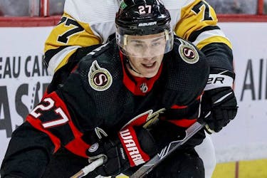 Dylan Gambrell, seen here last season with the Ottawa Senators, suffered a concussion.