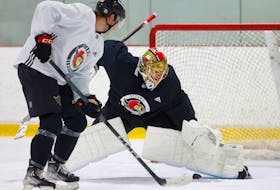 Ottawa Senators goalie Joonas Korpisalo, seen during a recent practice, says, 'Just seeing the team, I think it's ready. There are great pieces here.'