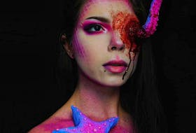 A mermaid inspired horror look created by Taylor Collins. The 26-year-old thinks this was the first time she built a prosthetic for a makeup look. CONTRIBUTED