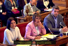 Darrah Beaver, centre, the executive director of the Wolastoqey Nation in New Brunswick, says the Indigenous communities she represents want green, emissions-free energy to be truly clean. By her side is legal adviser Gillian Paul and energy adviser Ryan Dunbar. (Screenshot)