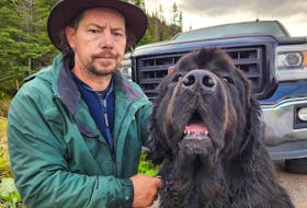 Brad Young of Bonne Bay Pond was glad to find his Newfoundland dog, Jacapo, five days after the dog ran away from a car accident in Gros Morne National Park. Contributed