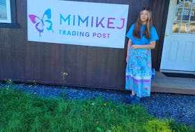 Sophie Mills models a traditional ribbon skirt as she prepares for the Multicultural Fusion Festival on Oct. 1 at Glasgow Square. Kate Mills Chisholm, who operates Mimikej Trading Post, designed and sewed the dresses for the Pictou Landing First Nation model. Contributed