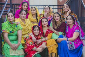 The Truro Giddha crew gathered for photos after their traditional dance. Giddha is a popular form of folk dancing which originated in the Punjab region. Nick Gaines