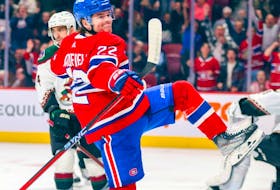 Canadiens' Cole Caufield celebrates a goal against the Arizona Coyotes in Montreal on Oct. 20, 2022.  The 22-year-old winger's advice to young players who want to score goals: “Just have fun shooting the puck," he said. "You’re not going to score every time. I think kids get pretty down on themselves when they don’t score. It’s tough to do that. Goalies are good. But growing up every goal should be celebrated, whether it’s practice or a game or whatever. Nothing excites me more than a goal."