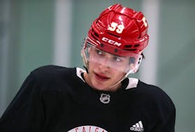 Etienne Morin is shown during Calgary Flames development camp at Winsport in Calgary on Thursday, July 6, 2023.