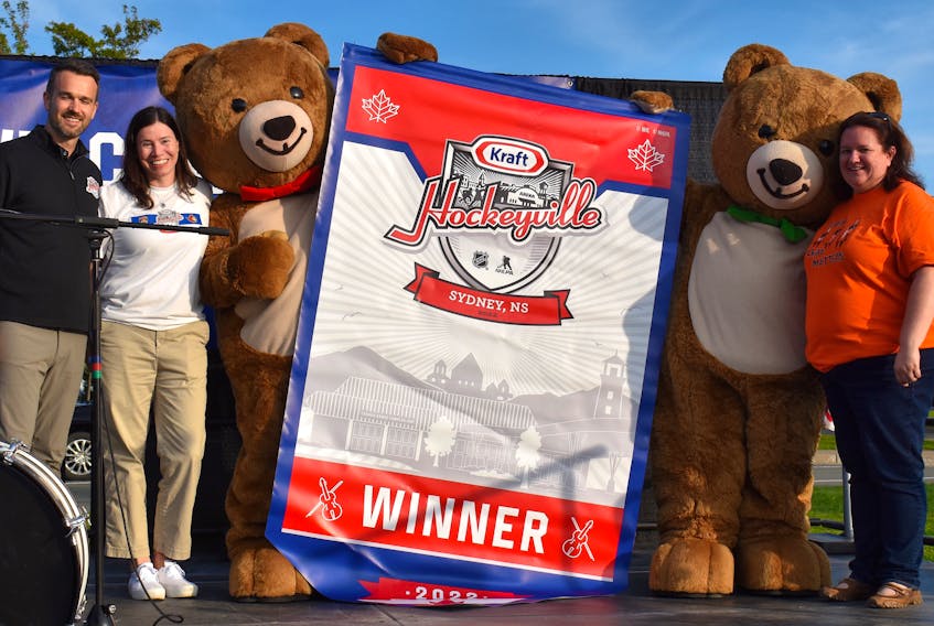 Sydney was officially presented with the Kraft Hockeyville championship banner for 2022 during the Kraft Hockeyville community celebration event at Cape Breton University in Sydney on Friday. JEREMY FRASER/CAPE BRETON POST.