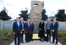 On Thursday evening, Sept. 28, 2023 a ceremony was held at the Trail of the Caribou Memorial Park on The Boulevard in St. John's to unveil a monument to honour the Martyrs of Gallipoli. The installation of the Turkish monument completes a reciprocal agreement between Newfoundland and Labrador and the Republic of Türkiye, which included the unveiling of the sixth and final statue on the Trail of the Caribou in Gallipoli in September 2022. — Photo by Joe Gibbons/SaltWire