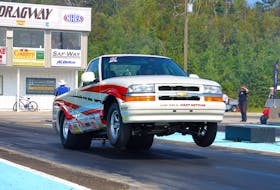Marc LaBrecque from Whately, Mass., launches his 2000 Chevy S-10 from the start line at Cape Breton. LaBrecque made the journey to Cape Breton Dragway to compete in the inaugural NHRA National Open. Contributed