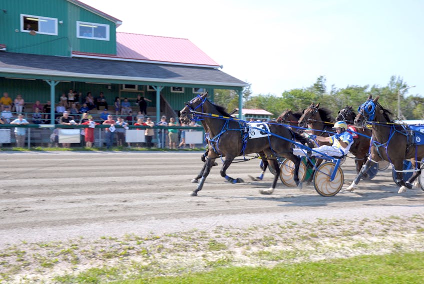QTS Charlie and driver Shawn Lynk held off a host of pacers at Northside Downs to take the Saturday afternoon feature in 1:59. CONTRIBUTED/CHRIS ABBASS