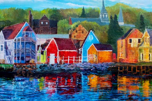 Carolyn Vienneau often gets her inspiration from travelling and taking photographs around the province, including this piece of artwork of the Pictou waterfront. CONTRIBUTED