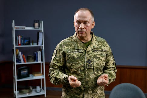 Colonel general Oleksandr Syrskyi, Commander of the Ukrainian Ground Forces, attends an interview with Reuters, amid Russia's attack on Ukraine, in Kharkiv region, Ukraine January 12, 2024.