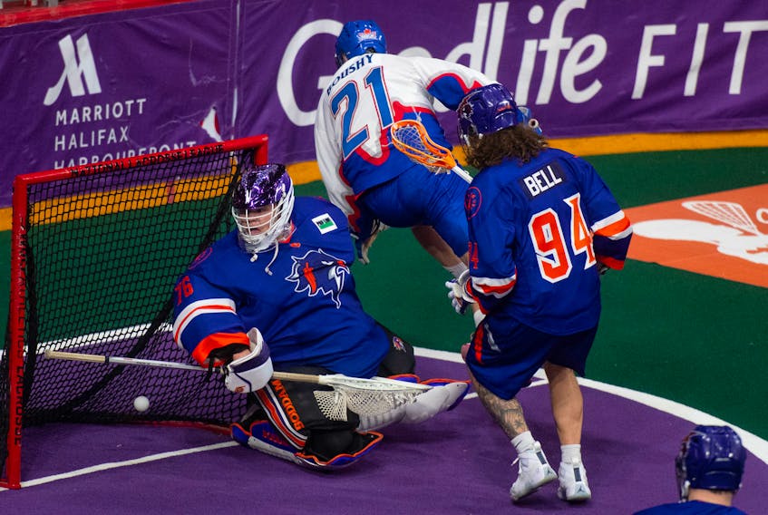 January 12, 2024
Toronto Rock forward Chris Boushy tries to score on Halifax Thunderbirds goalie Warren Hill during the first half of Friday night's National Lacrosse League game in Halifax.
Ryan Taplin - The Chronicle Herald