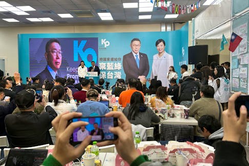 Ko Wen-je, presidential candidate of Taiwan People's Party (TPP), and Cynthia Wu, TPP vice presidential candidate, attend a press conference after conceding defeat in the election, in New Taipei City, Taiwan January 13, 2024.