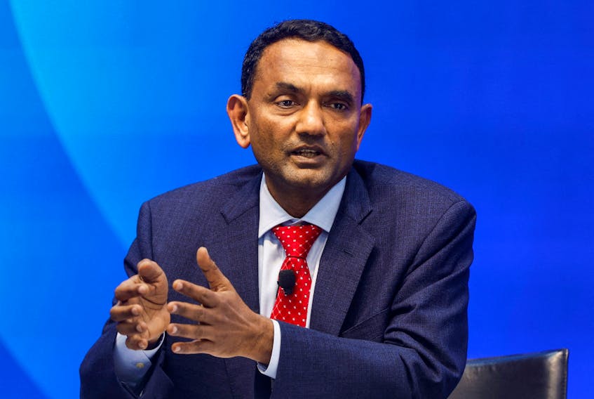 Tata Consultancy Services (TCS) Chief Executive Officer K. Krithivasan speaks during a press conference announcing the company's quarterly results in Mumbai, India, January 11, 2024.