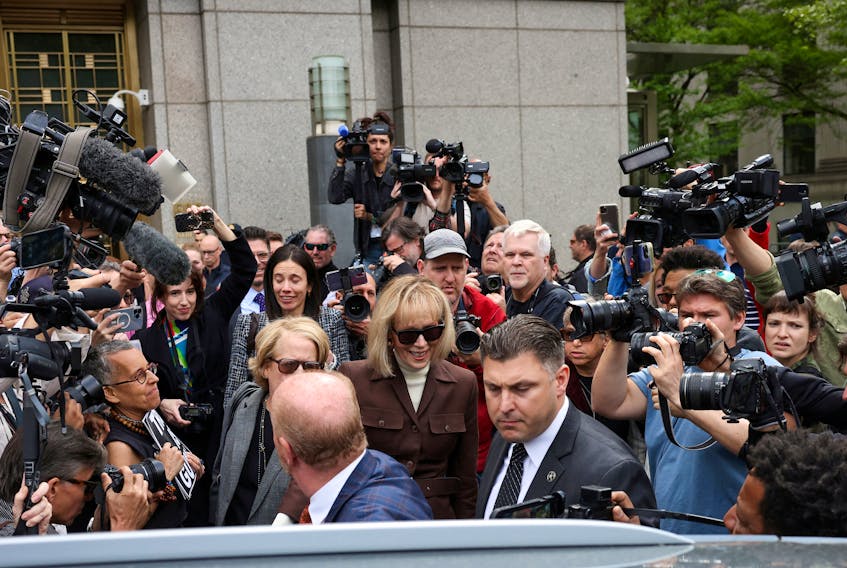 E. Jean Carroll exits the Manhattan Federal Court following the verdict in the civil rape accusation case against former U.S. President Donald Trump, in New York City, U.S., May 9, 2023.