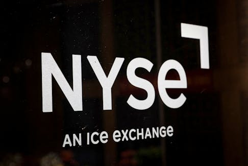 The logo for the New York Stock Exchange (NYSE) is displayed at the NYSE in New York City, U.S., July 6, 2023. 