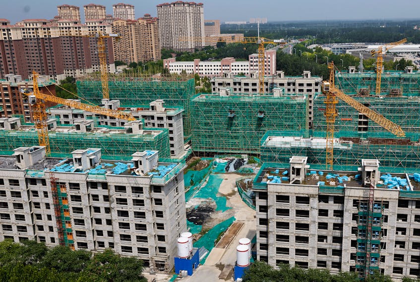 A general view of a construction site of residential buildings by Chinese developer Country Garden in Tianjin, China August 18, 2023.
