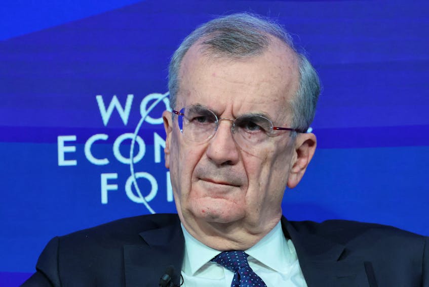 Bank of France Governor Francois Villeroy de Galhau looks on during the 54th annual meeting of the World Economic Forum in Davos, Switzerland, January 16, 2024.