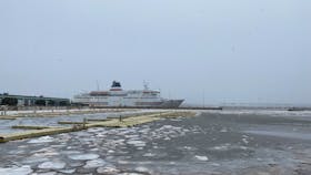 The "Ancier" Ship docked into the Charlottetown Wharf port on the 15th of January. It could still be seen on the 16th as a fuel spill incident was being worked on. - Tristan Hood • SaltWire